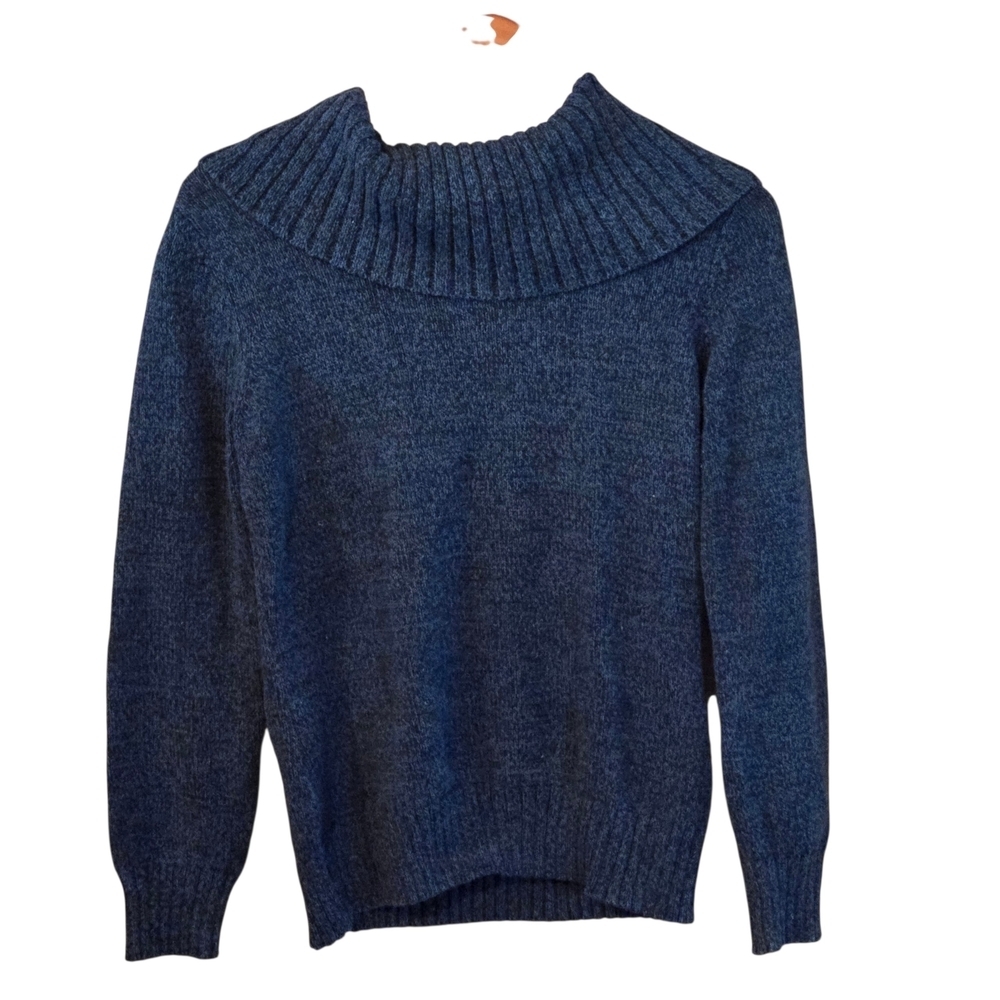 LRL Lauren Jeans Co Ralph Lauren Women's L Blue Funnel Neck Pullover Sweater